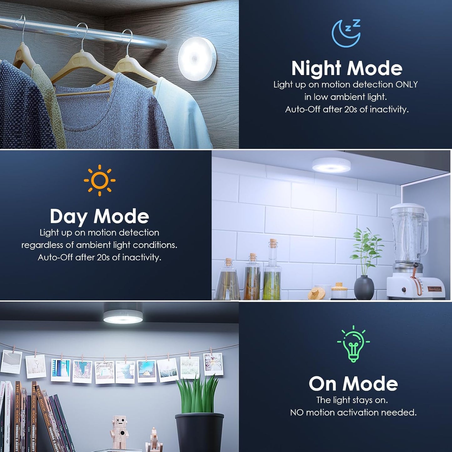 StayLit Motion Sensor LED Night Light - USB Rechargeable, Wireless, Magnetic Lamp For Bedroom, Kitchen, Hallways, Closets & Stairs