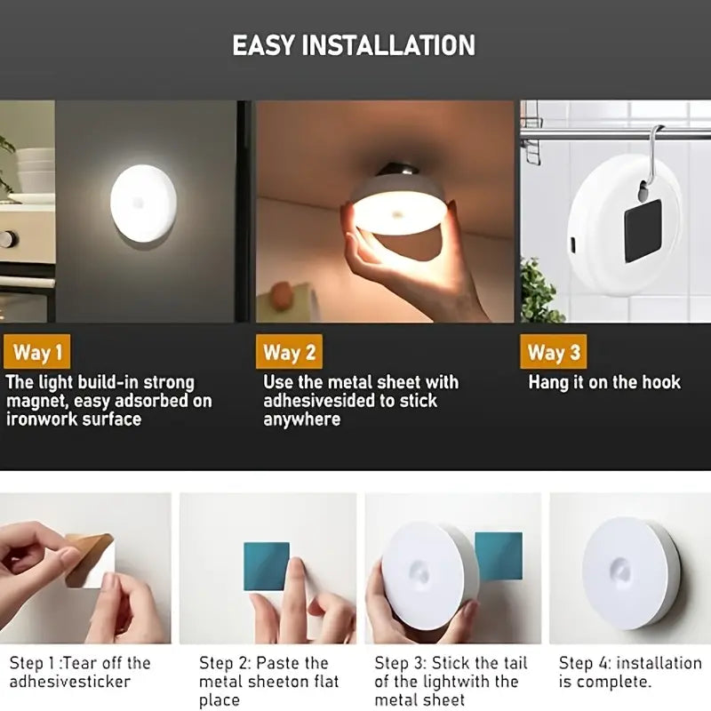 StayLit Motion Sensor LED Night Light - USB Rechargeable, Wireless, Magnetic Lamp For Bedroom, Kitchen, Hallways, Closets & Stairs